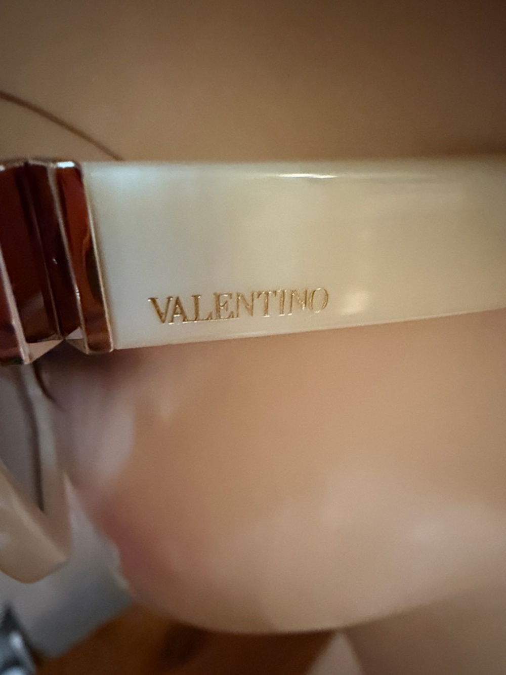 Valentino Cream Cat-Eye Square Sunglasses with Brown Gradient Lenses - Picture 2 of 6